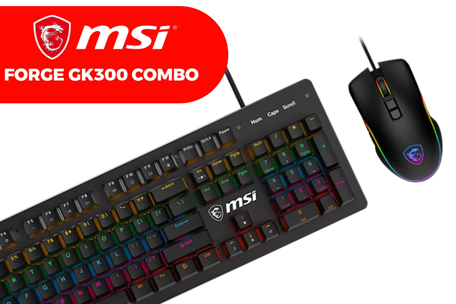 MSI FORGE GK300 Gaming Combo / Blue Switches / 9-Mode RGB / 26 Keys Anti-Ghosting / Optical Mouse Sensor / Micro Switch / S11-04US20N-HH9
