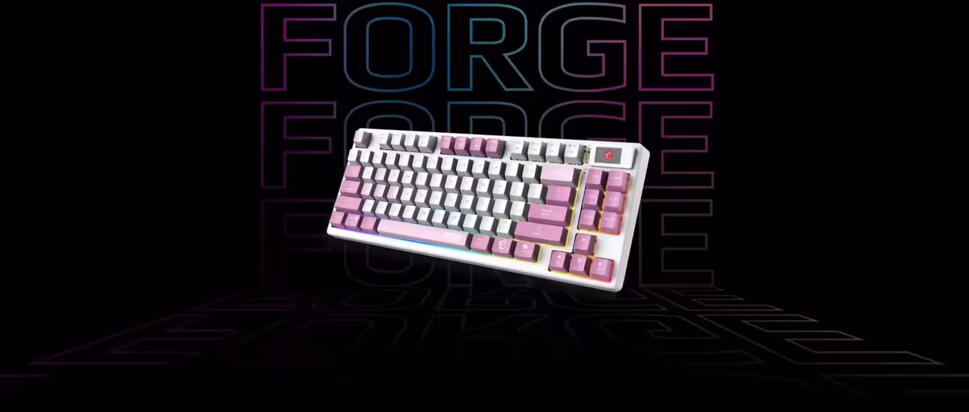 MSI Forge GK600 TKL Wireless mechanical gaming keyboard in violet