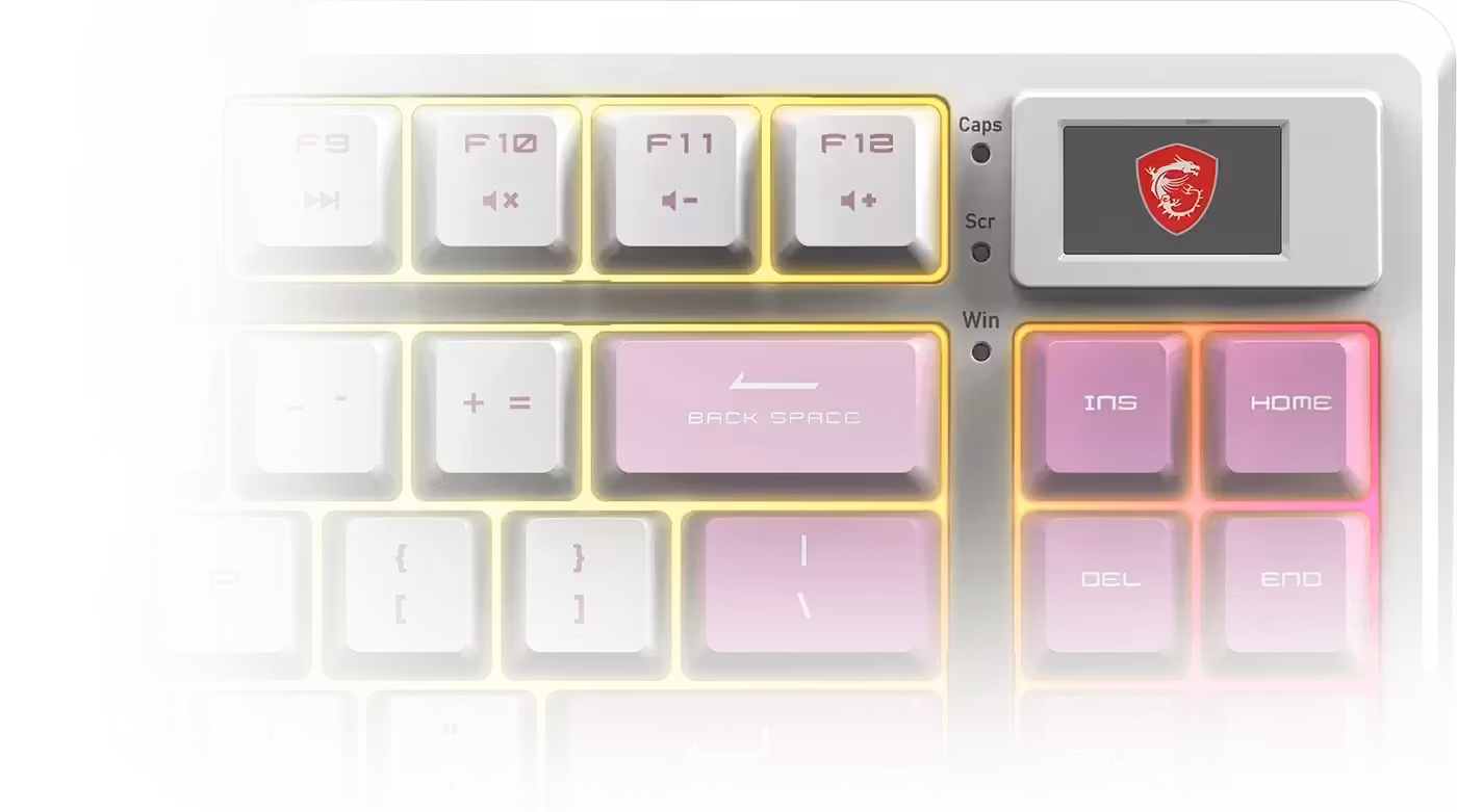MSI Forge GK600 keyboard with a switch lifted from its hot-swap socket