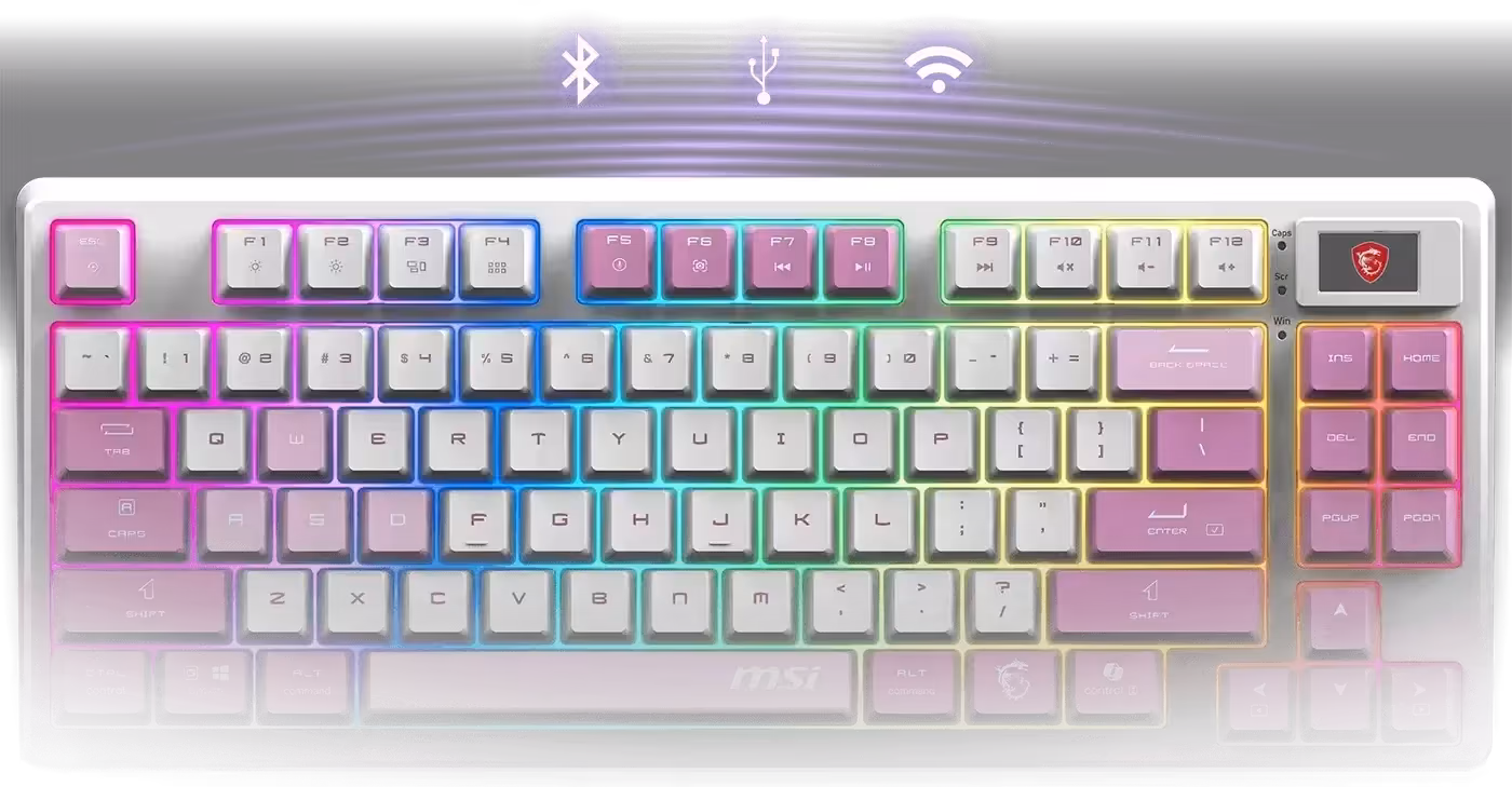 Textured PBT keycaps on the MSI Forge GK600 mechanical keyboard