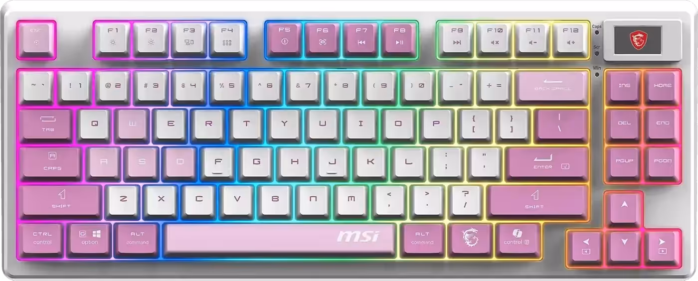 Compact tenkeyless footprint of the MSI Forge GK600 on a desk