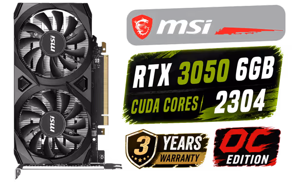 MSI GeForce RTX 3050 VENTUS 2X 6G OC — 6GB GDDR6 GPU - image 1 MSI GeForce RTX 3050 VENTUS 2X 6G OC — 6GB GDDR6 GPU - image 1