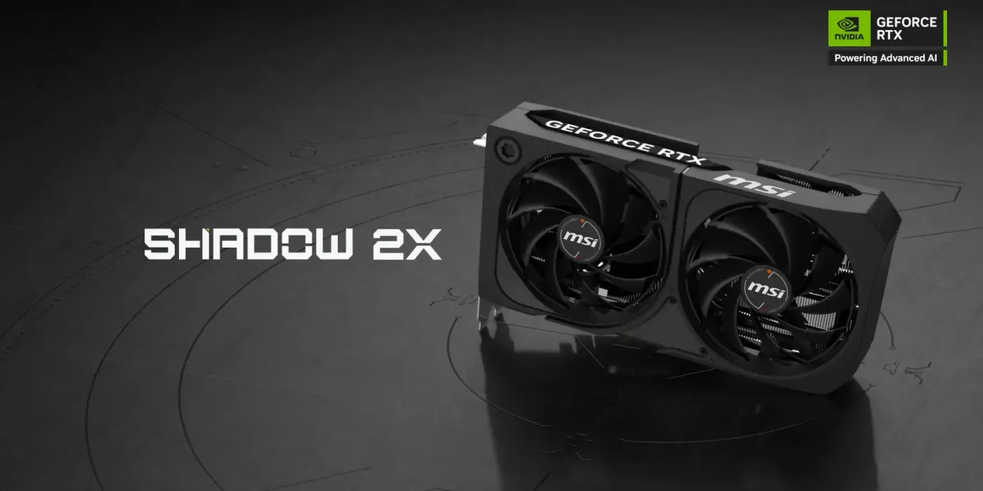 MSI GeForce RTX 5070 Shadow 2X OC graphics card shown front-on with its two fans
