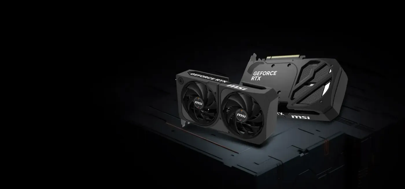 Angled view of the MSI SHADOW 2X OC card showing its understated shroud design