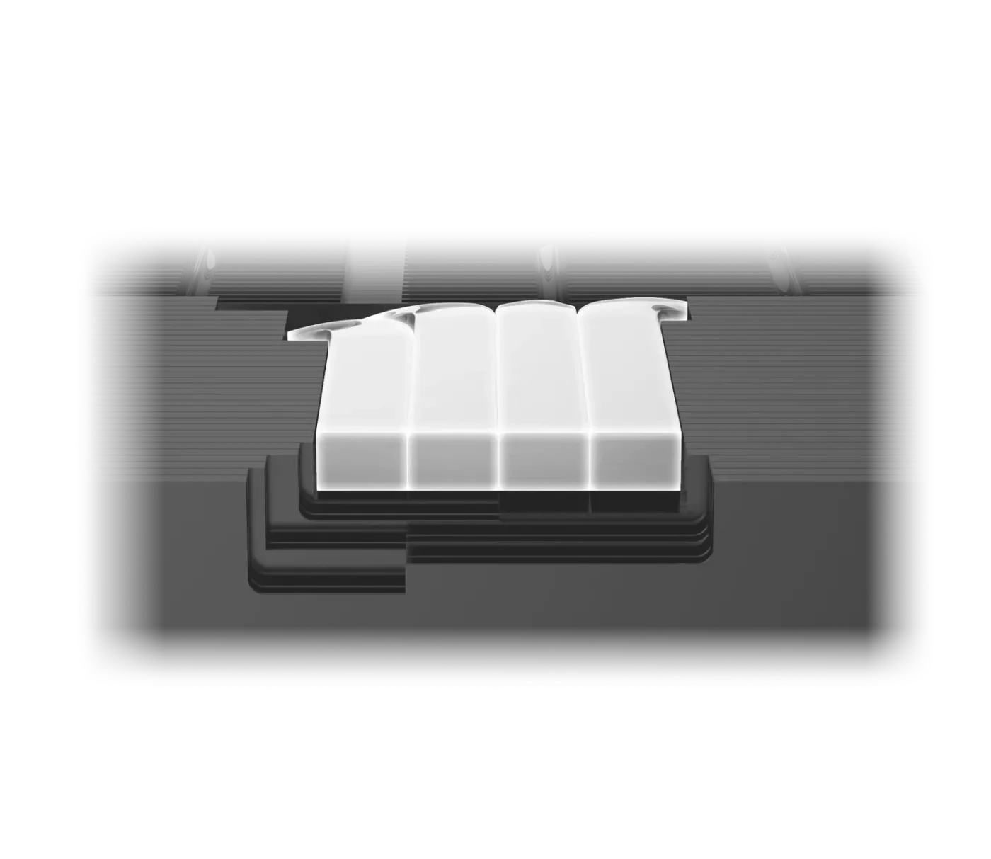 Square-profile Core Pipes running from the baseplate through the heatsink