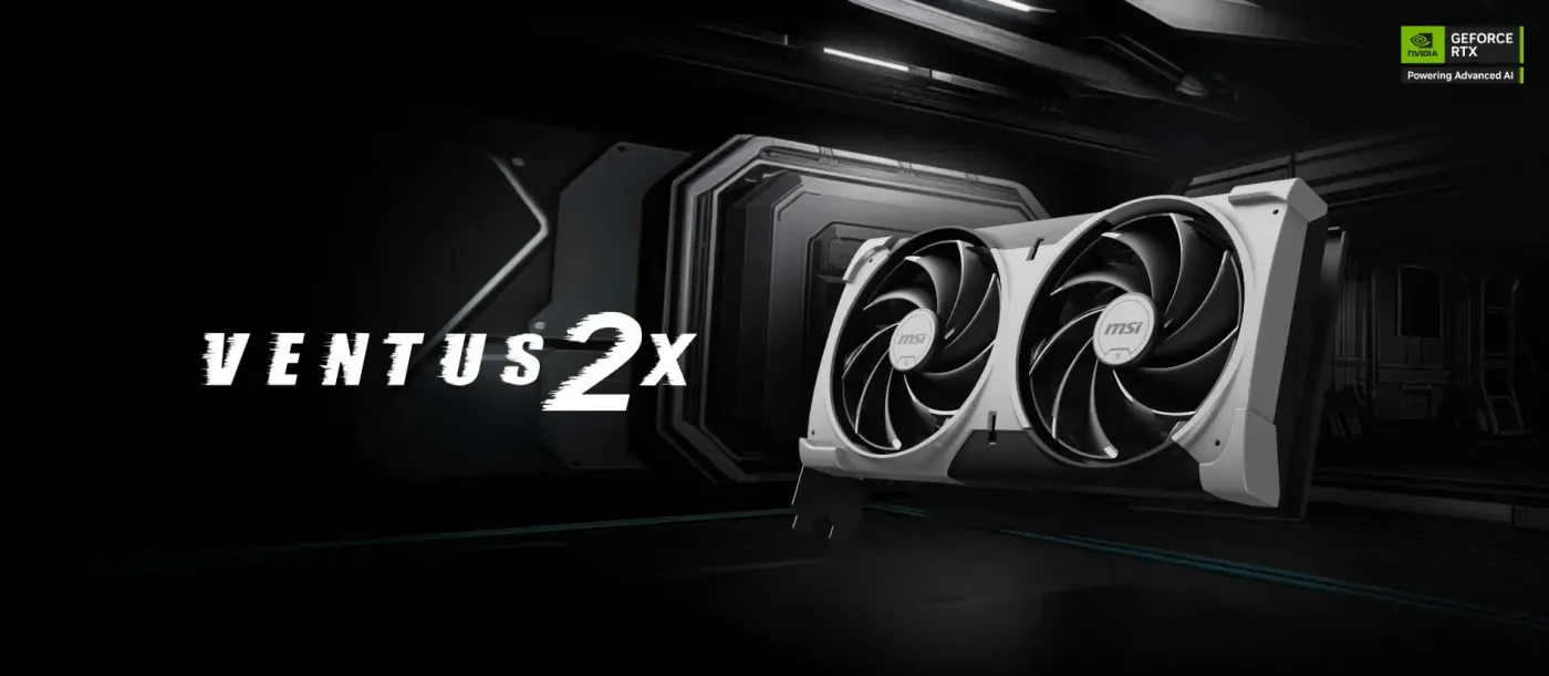 MSI Ventus 2X graphics card shown with its dual-fan cooling shroud