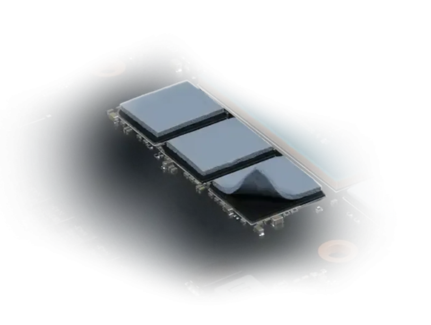 Thermal padding covering board components on the MSI RTX 5070 Ventus 2X