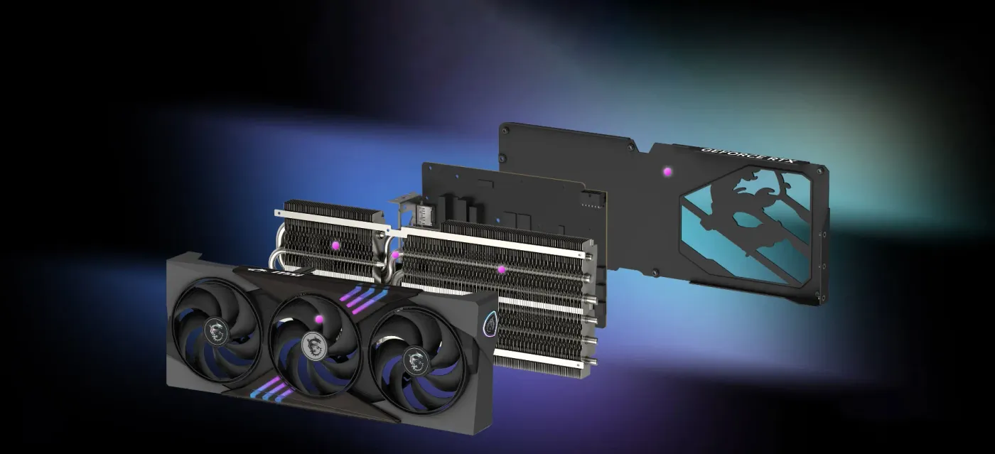 Cutaway view of the heatsink fins and heat pipes inside the TRI FROZR 4 cooler