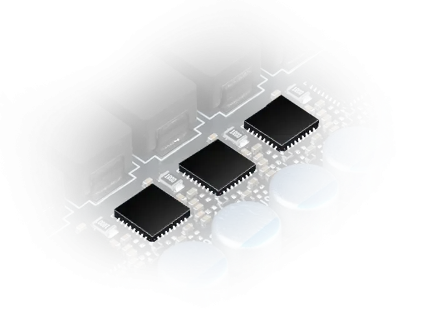 DRMOS power stage components on the graphics card PCB