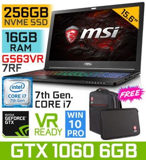 MSI GS63VR 7RF Stealth Pro GTX 1060 Gaming Laptop - Main Image