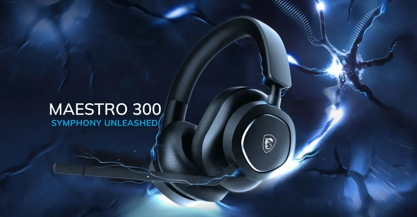 MSI MAESTRO 300 Gaming Headset side view showing adjustable headband