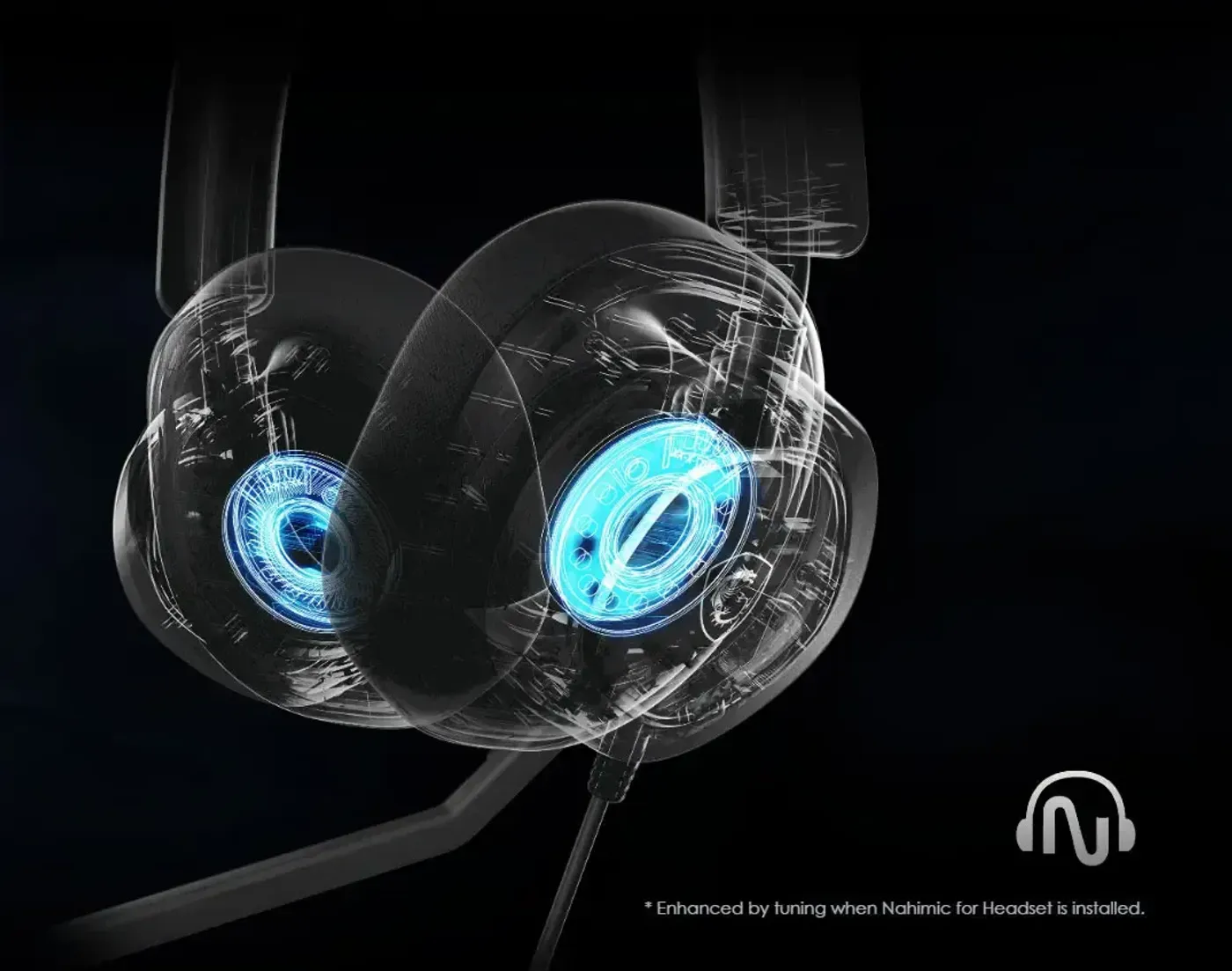 MSI MAESTRO 300 gaming headset showing sound drivers and design