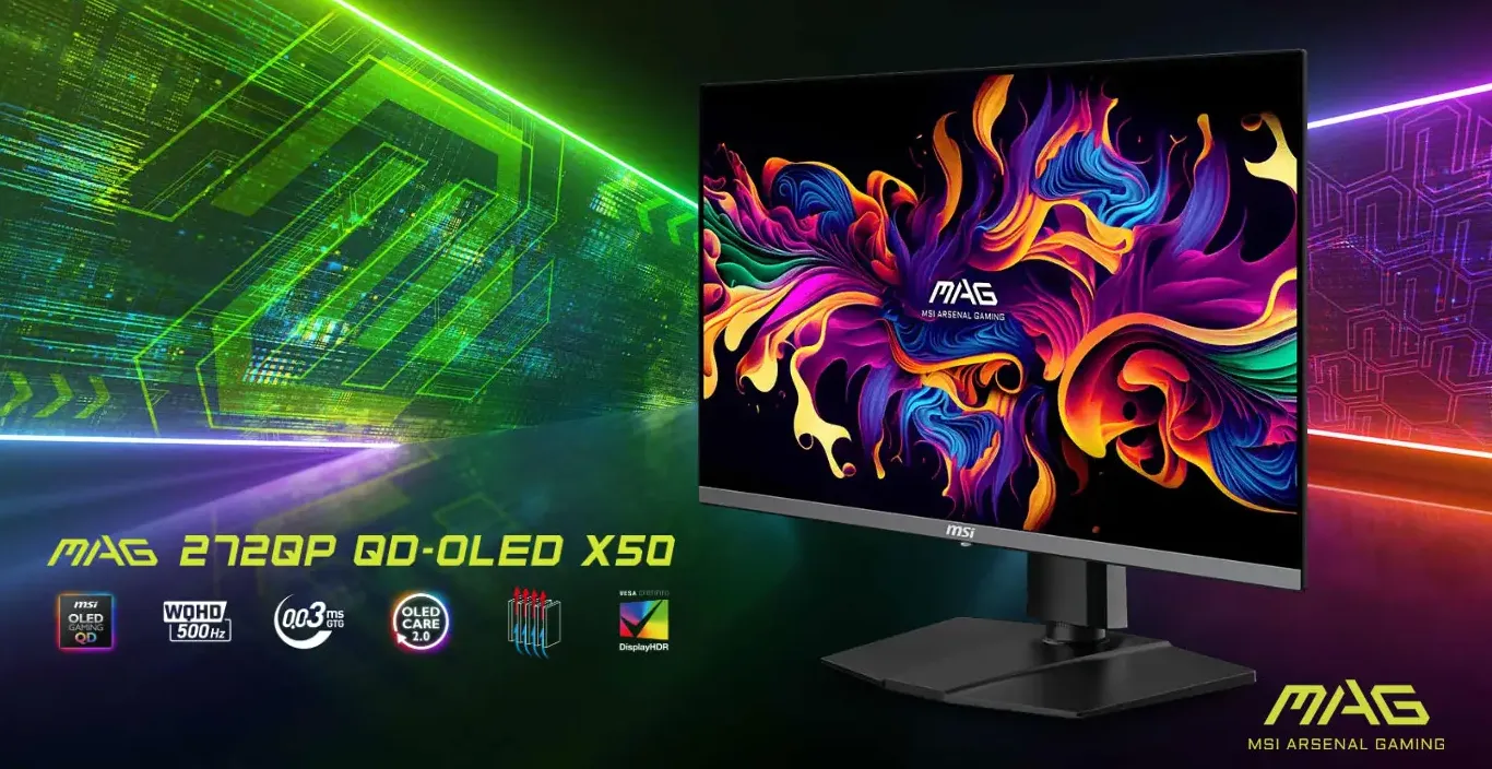 MSI MAG 272QP 500Hz QD-OLED Gaming Monitor Front View