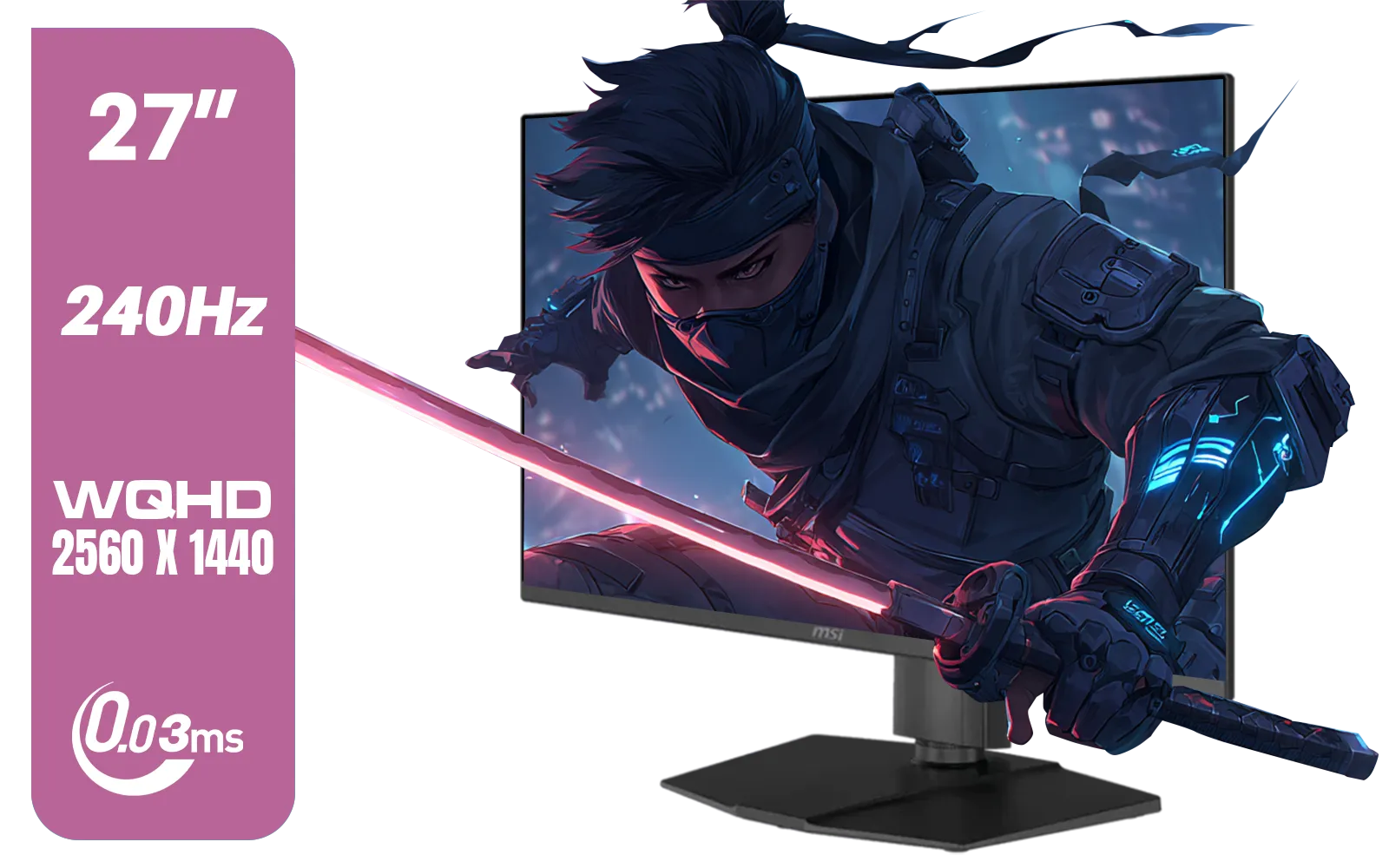 MSI MAG 273QP 27" 2560 x 1440 (WQHD) QD-OLED Monitor / 0.03ms GtG Response Time / 240Hz Refresh Rate / VESA DisplayHDR True Black 400 / 9S6-3CE69H-012