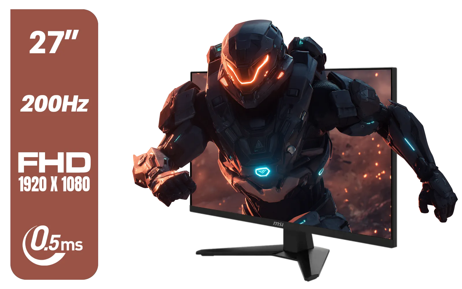 MSI MAG 274F 27" FHD (1920 x 1080) Monitor / 200Hz Refresh Rate / Rapid IPS Panel / 0.5ms Response Time / AI Vision Enhances Brightness, Colors / 9S6-3CE41H-062