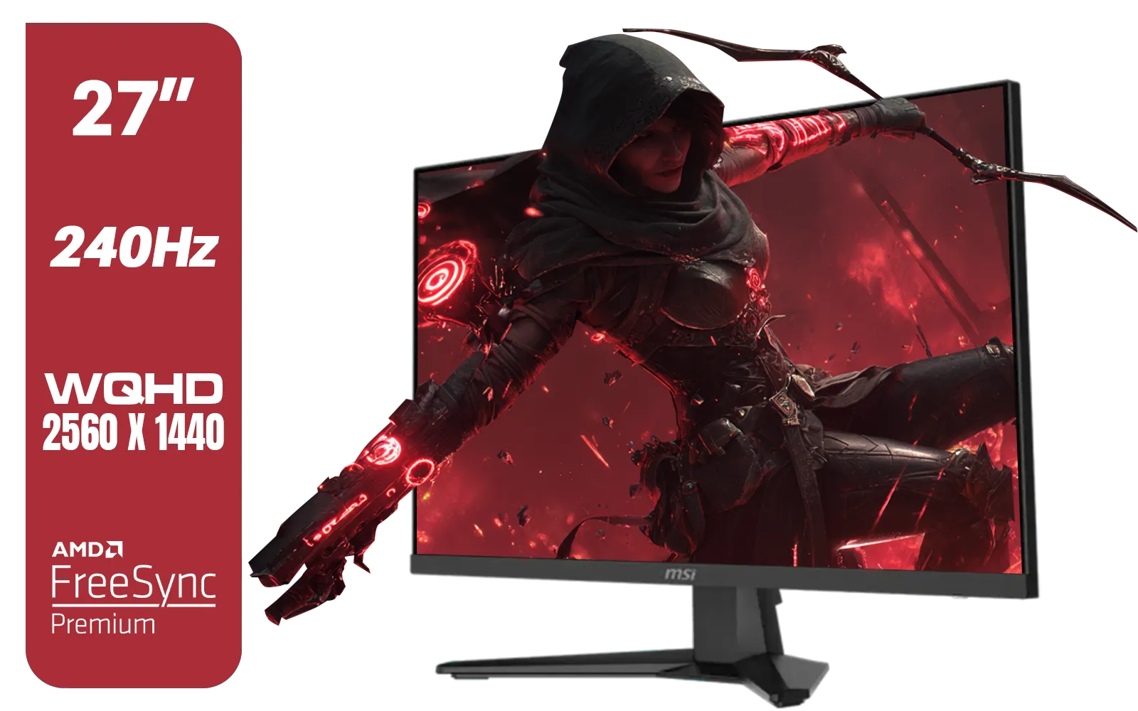 MSI MAG 274QF X24 27" 2560 x 1440 (WQHD) Gaming Monitor / 240Hz Refresh Rate / 0.5ms Response Time / Rapid IPS Panel / AMD FreeSync™ Premium / HDR Ready / 9S6-3CE41H-063