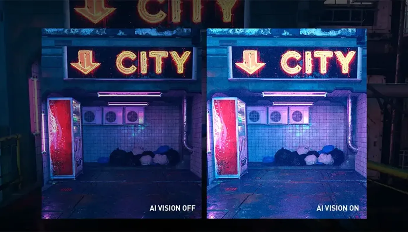 Display illustrating the AI Vision enhancement technology