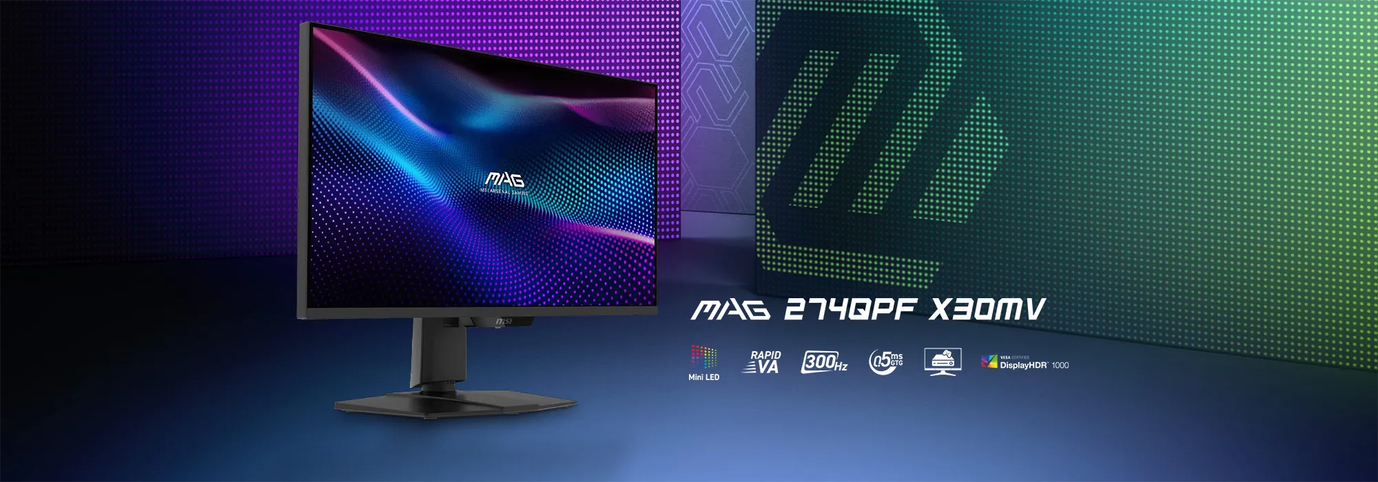 MSI MAG 274QPF X30MV 27-inch gaming monitor desktop angled view