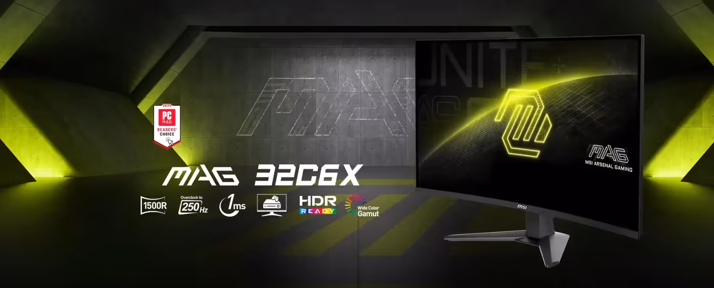 MSI MAG 32C6X Curved Gaming Monitor display presentation