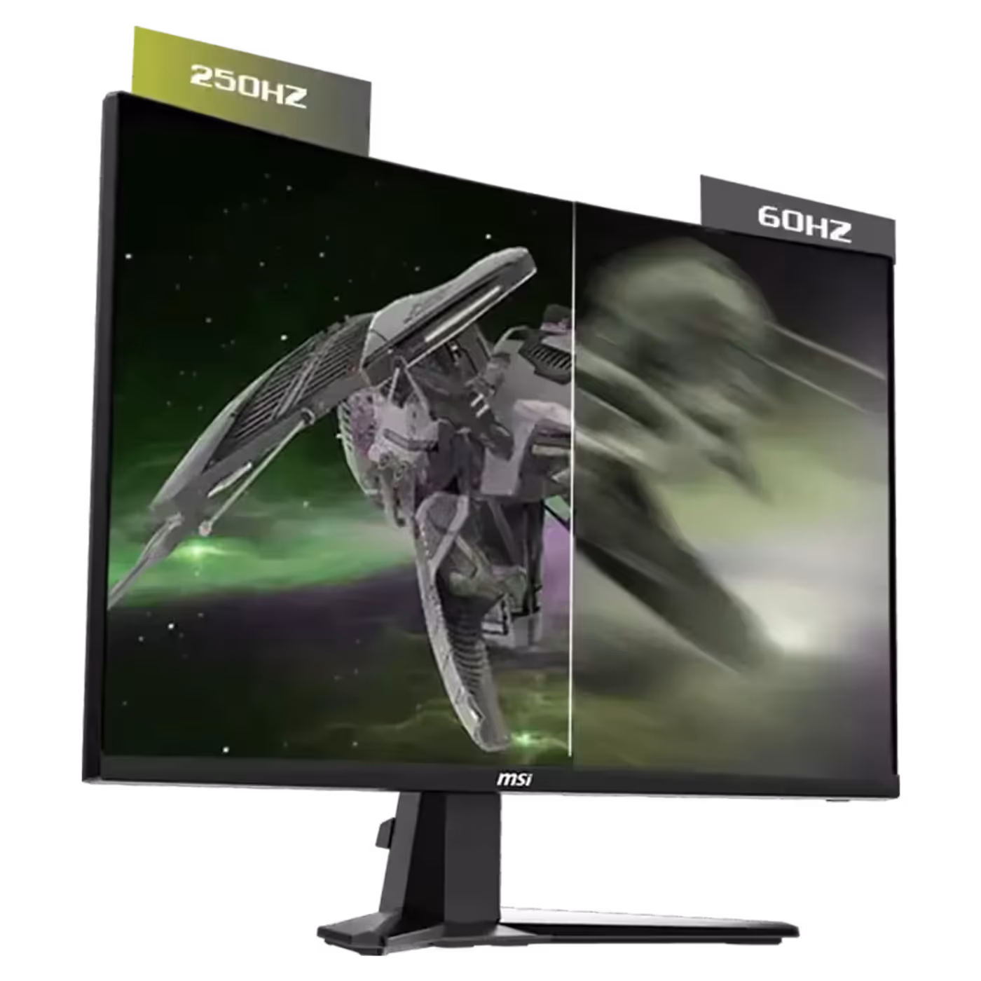 MSI MAG 32C6X Curved Gaming Monitor highlighting 250Hz refresh rate and 1ms response time
