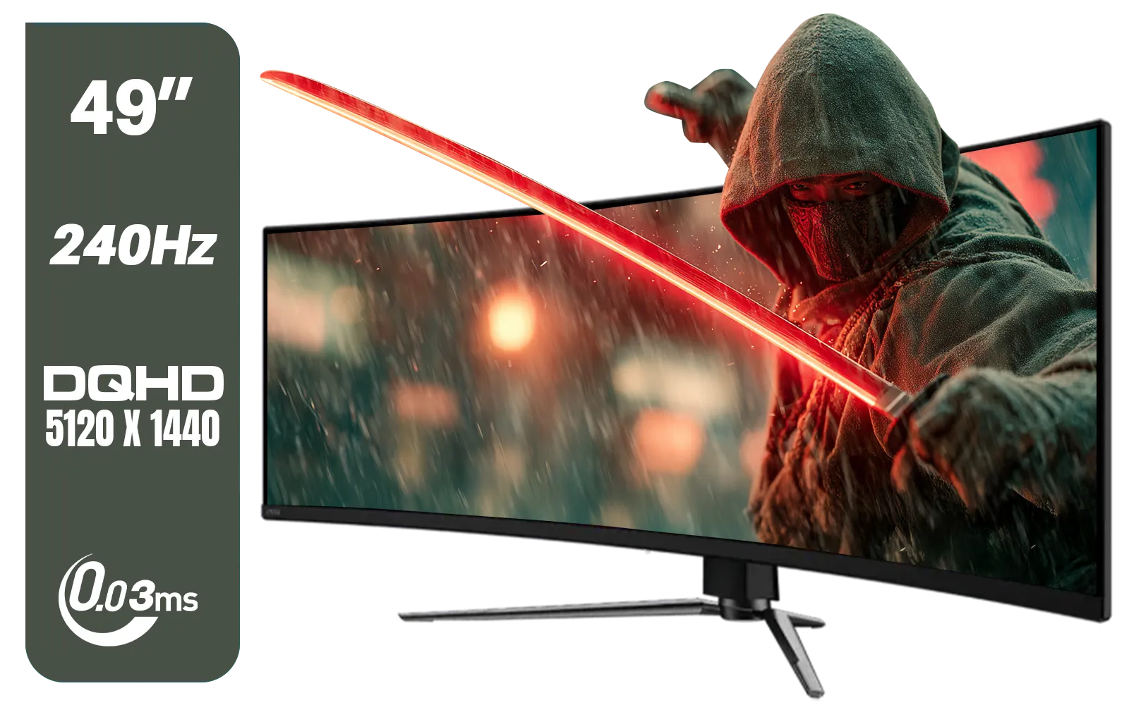MSI MAG 491CQPX 49" DQHD (5120 x 1440) Curved Gaming Monitor / 0.03ms Response Time / 240Hz Refresh Rate / HDMI 2.1 Support / 9S6-3FA84T-040