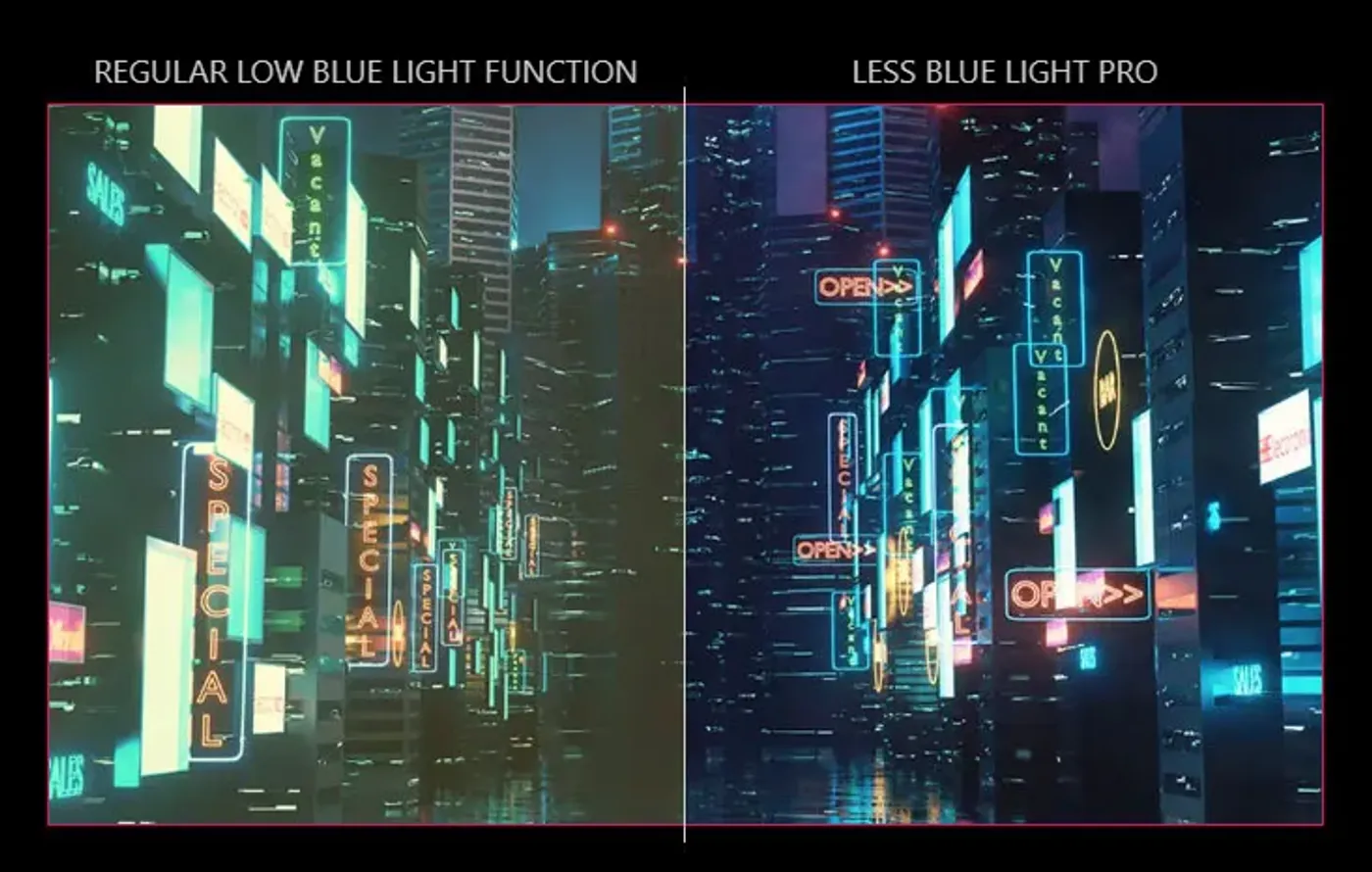 MSI gaming monitor featuring blue light reduction technology for eye strain relief