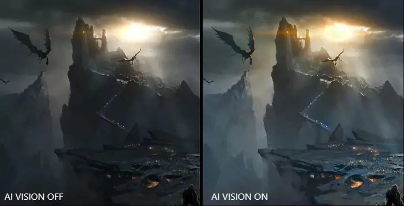 49-inch curved gaming monitor equipped with AI Vision enhancement technology