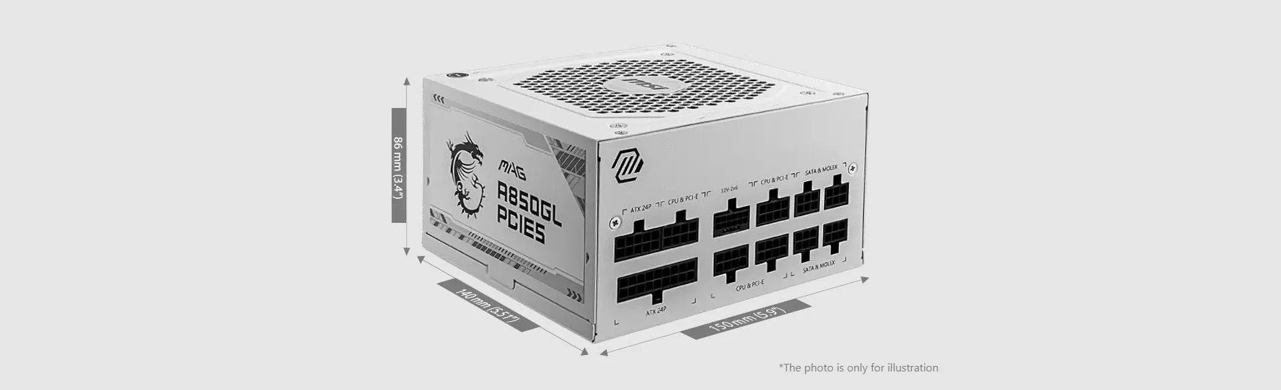MSI MAG A850GL 850W White Gaming PSU ATX 3.1 | Evetech