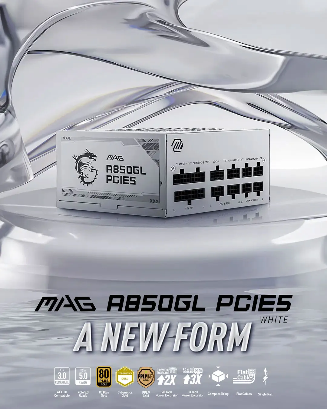MSI MAG A850GL 850W White Gaming PSU ATX 3.1 | Evetech