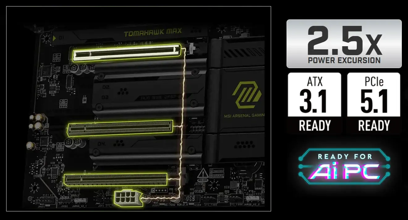 MSI MAG B850 Tomahawk MAX PCIe Power Connector