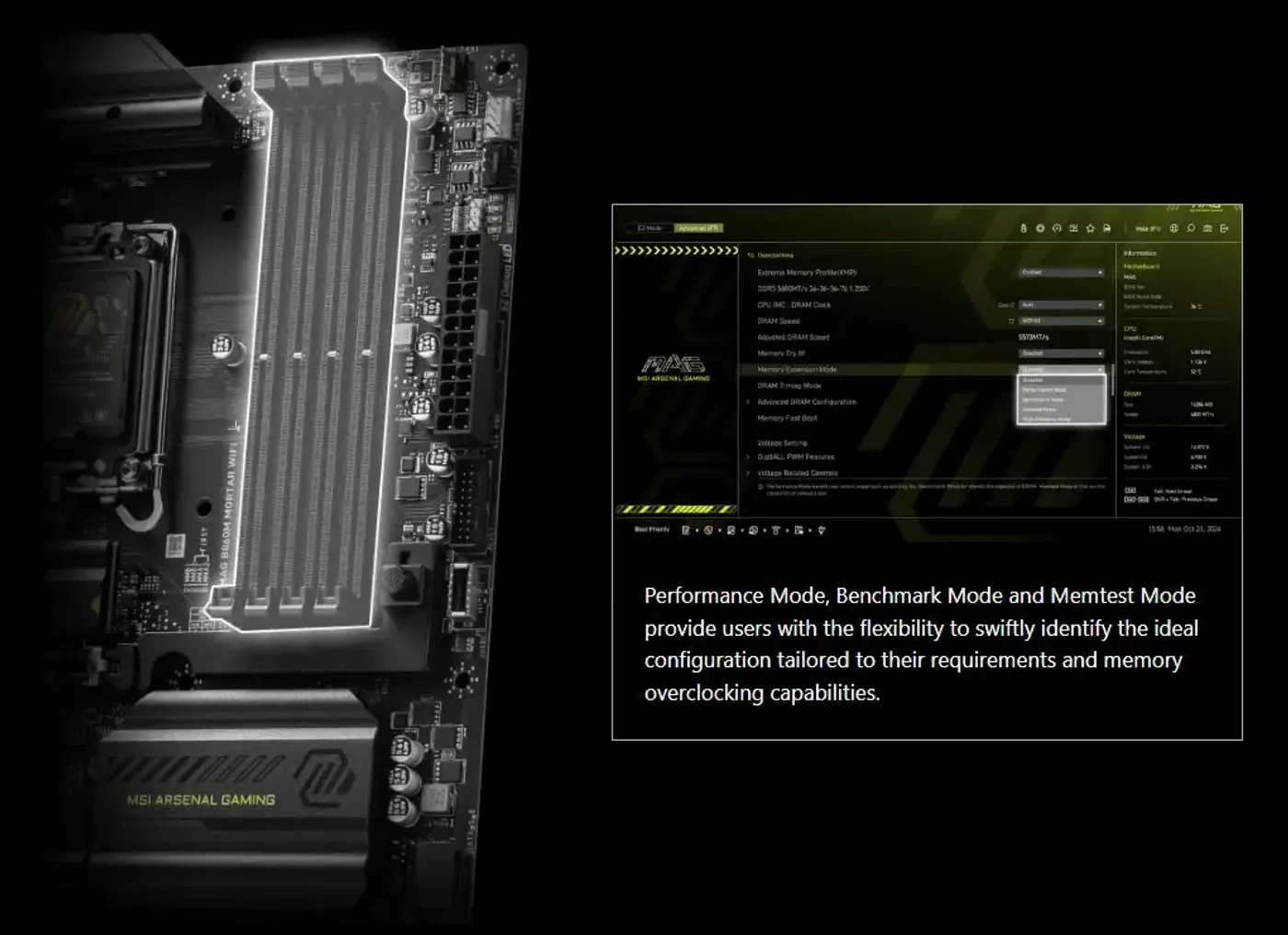 Memory Extension Mode settings illustrated for the MSI MAG B860M MORTAR WiFi