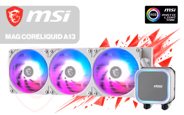 MSI MAG CoreLiquid A13 360 Liquid Cooler (White) - image 1 MSI MAG CoreLiquid A13 360 Liquid Cooler (White) - image 1