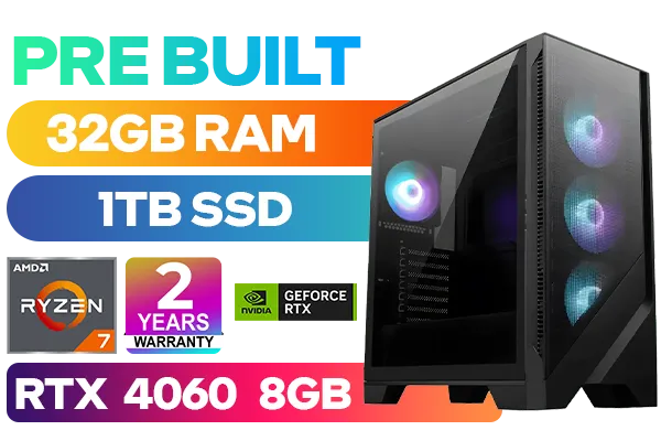 Pre-Built] AMD Ryzen 7 5700 - 4.2GHz RTX 4060 8GB Gaming PC | High