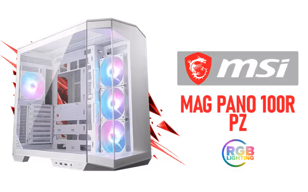 MSI MAG PANO 100R PZ White Mid-Tower Gaming Case - image 1 MSI MAG PANO 100R PZ White Mid-Tower Gaming Case - image 1