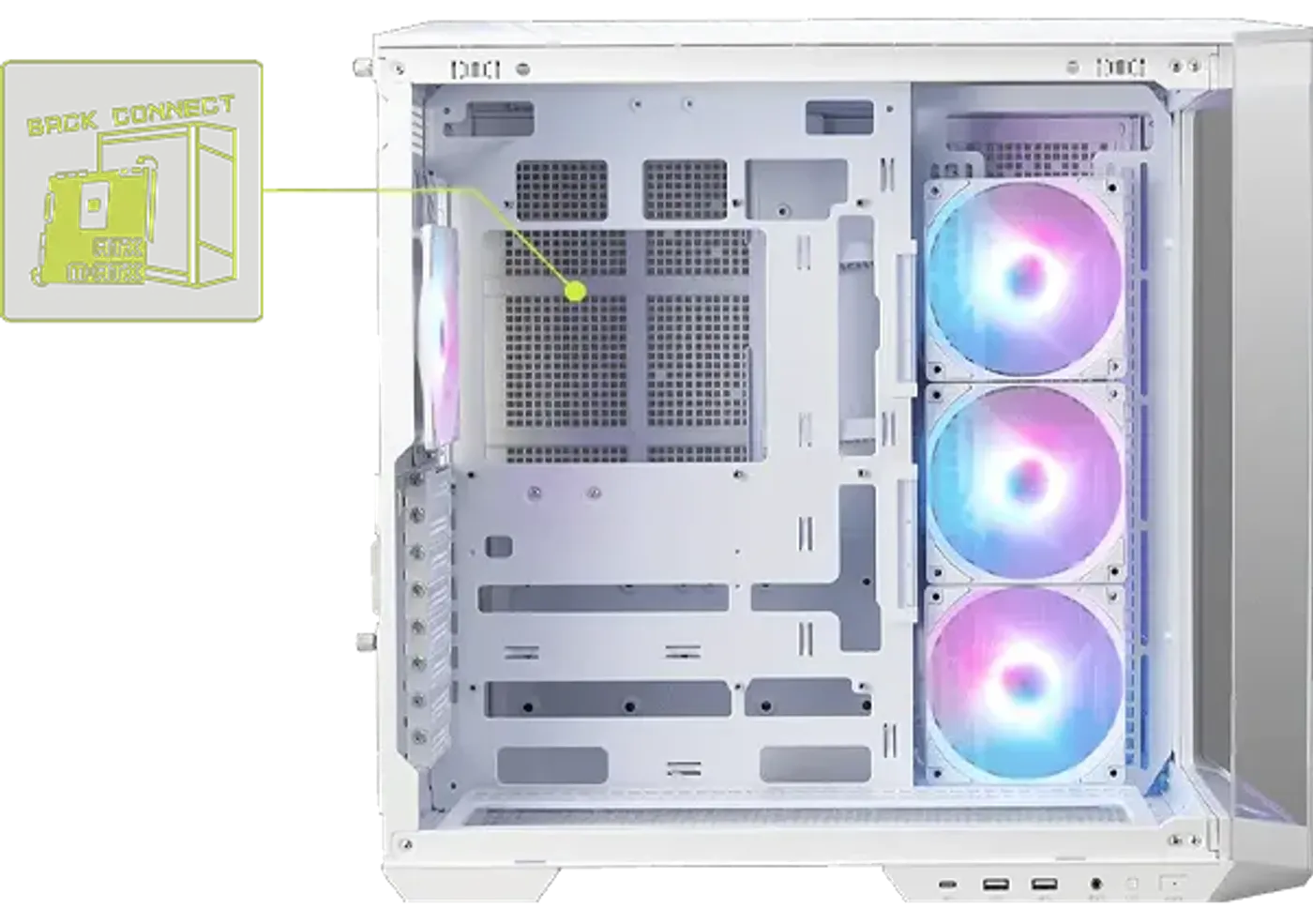 MSI MAG PANO 100R demonstrating GPU installation flexibility