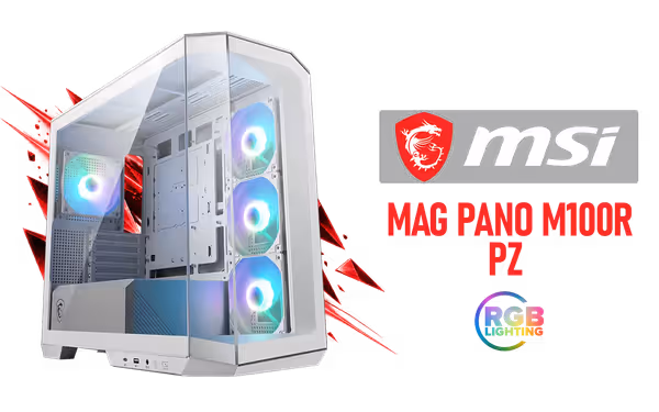MSI MAG PANO M100R PZ White M-ATX Gaming Case - image 1 MSI MAG PANO M100R PZ White M-ATX Gaming Case - image 1