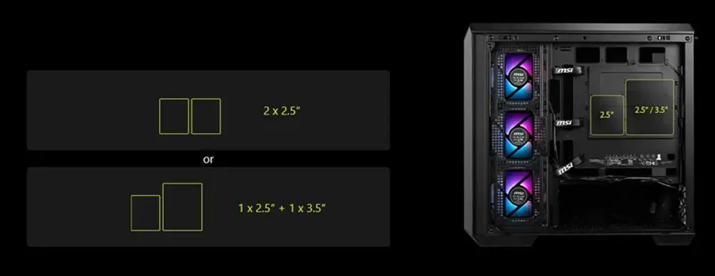SSD and combo drive mounting positions in the M100R PZ