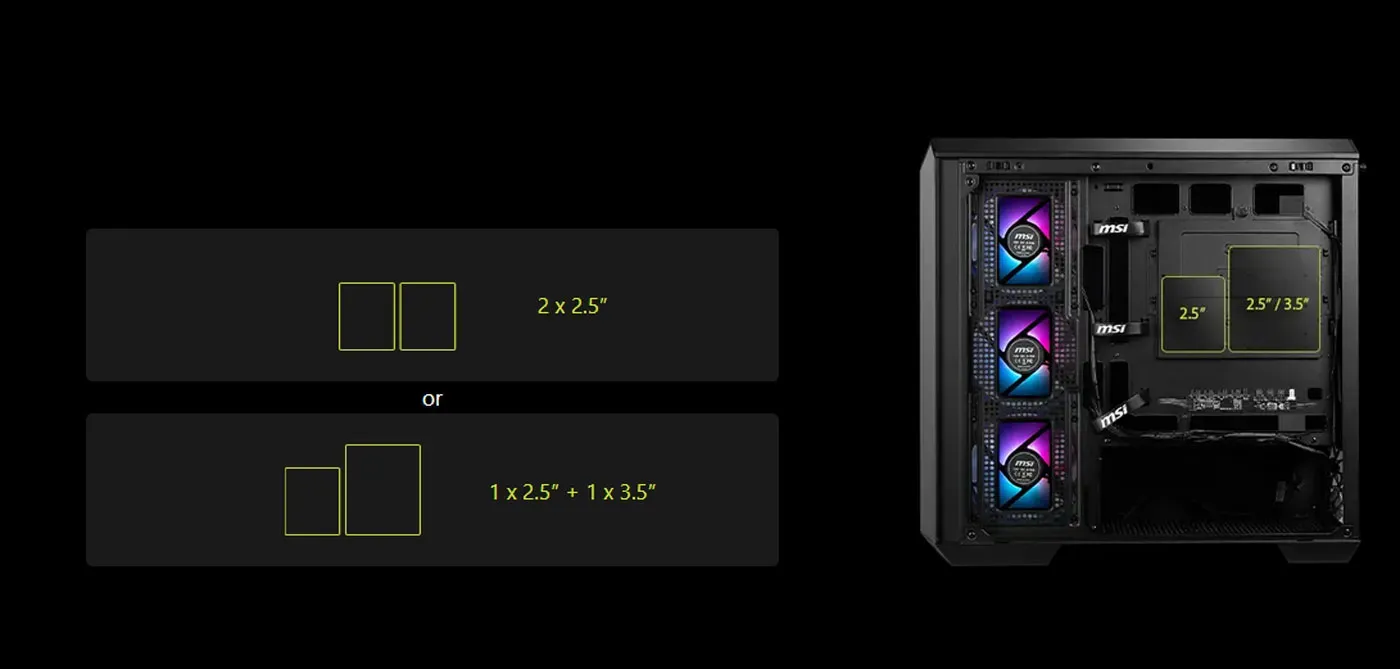 Storage bracket arrangement inside the black M100R PZ
