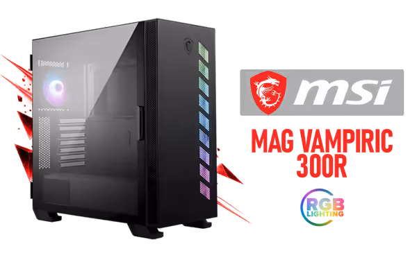 MSI MAG VAMPIRIC 300R Mid Tower Case — Tempered Glass, ARGB - image 1 MSI MAG VAMPIRIC 300R Mid Tower Case — Tempered Glass, ARGB - image 1