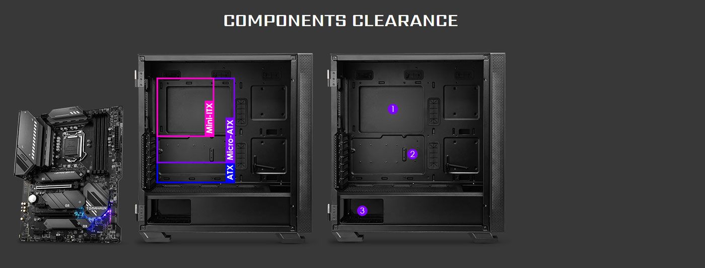 Specification diagram showing clearances inside the MAG VAMPIRIC 300R
