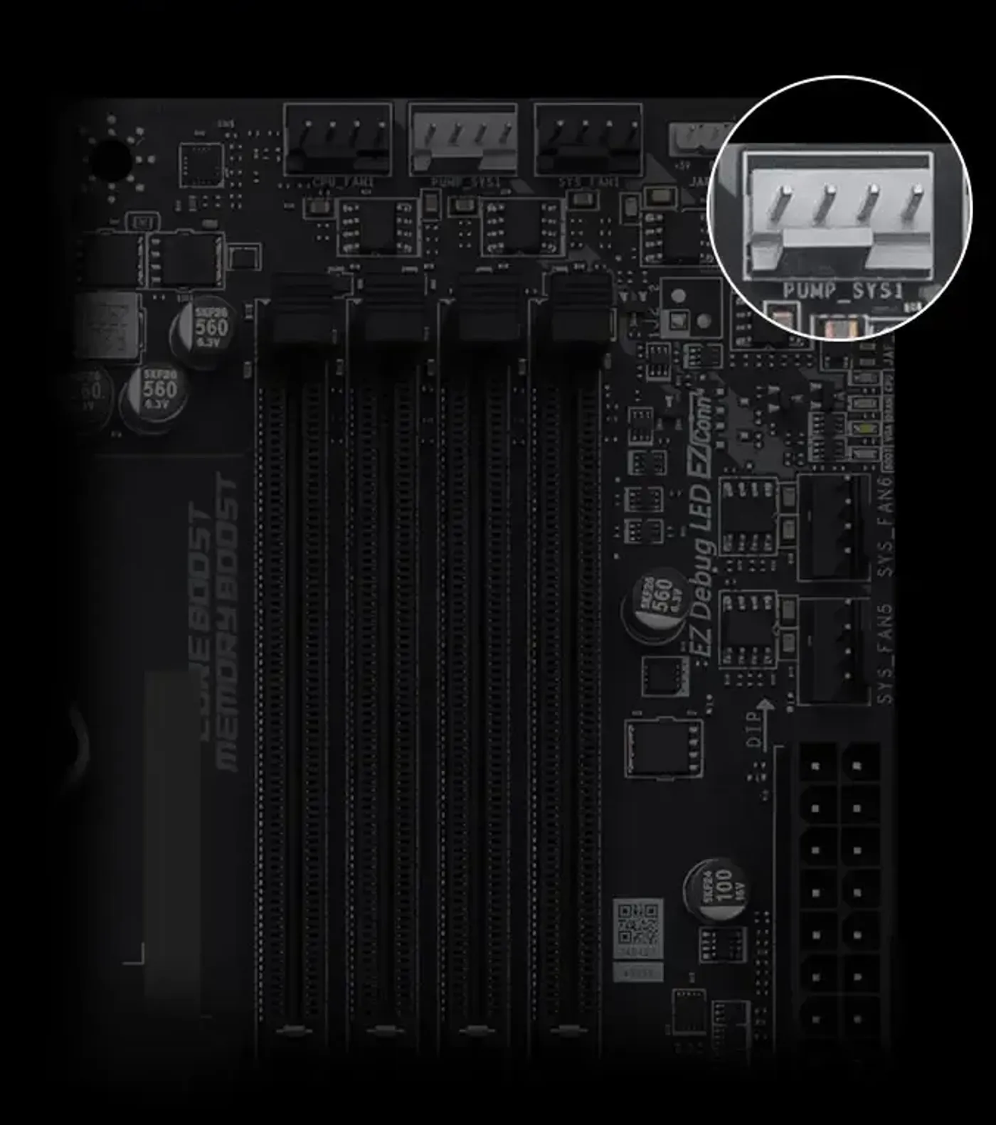 Close-up of the gray MSI Combo Fan Header on a motherboard for easy identification