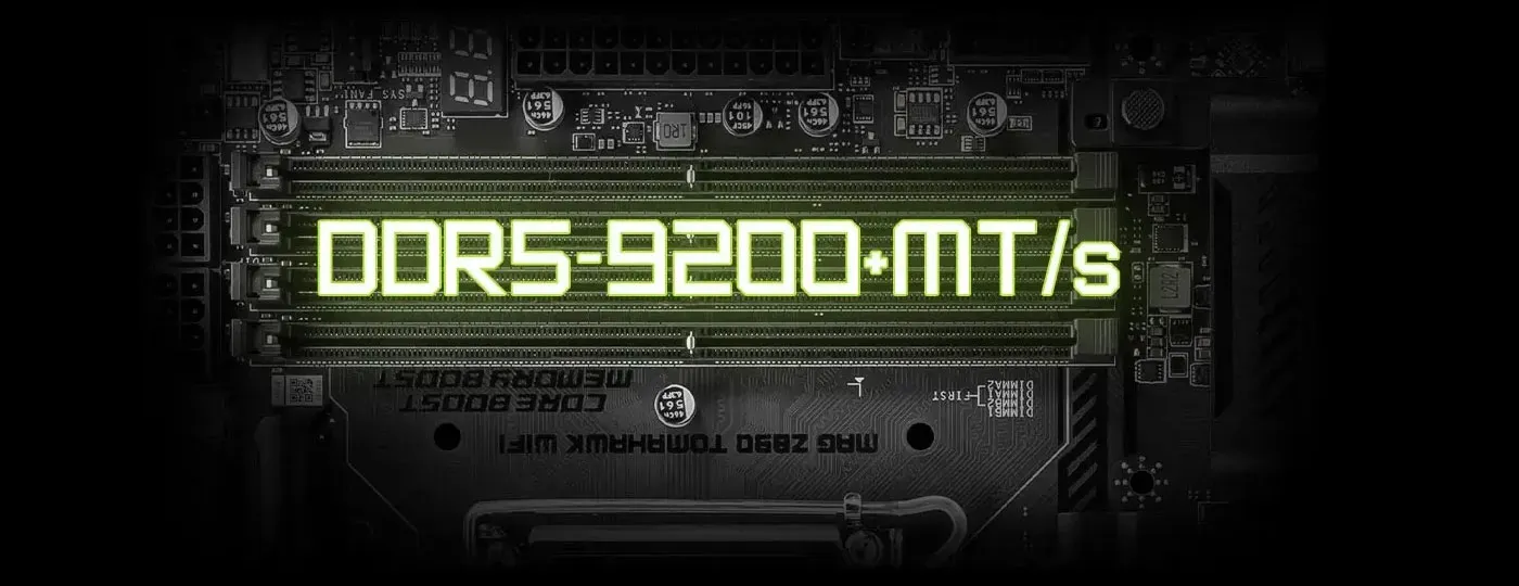 DDR5 memory slots showcasing advanced Memory Boost technology and SMT welding