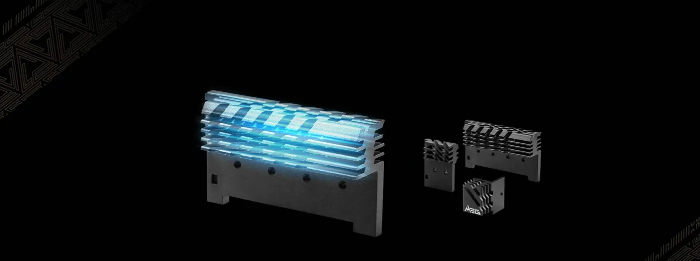 Enlarged heatsinks inside the MSI MEG Ai1300P power supply
