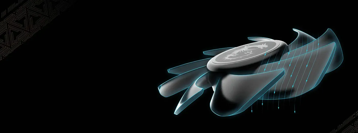 Concentrated airflow diagram showing the 32-degree blade angle
