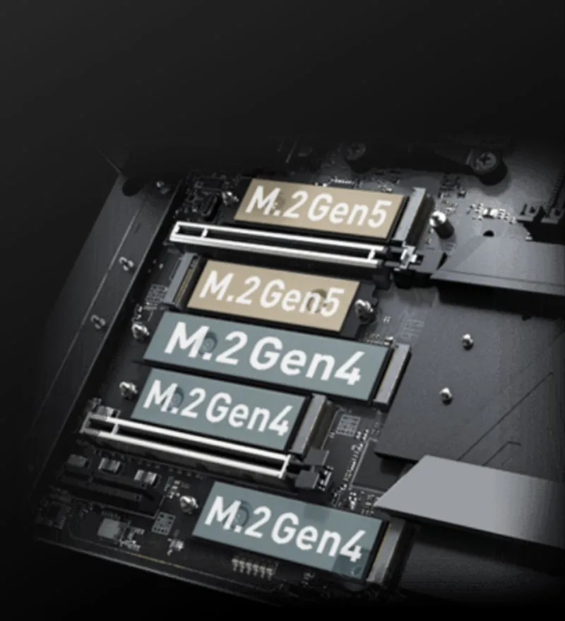 MSI MEG X870E GODLIKE AMD Motherboard - 5x M.2 Slots