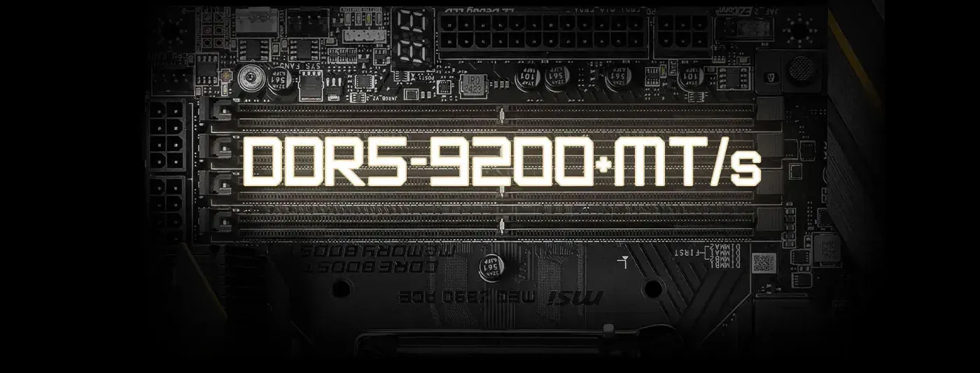 MSI MEG Z890 ACE motherboard highlighting DDR5 memory slots