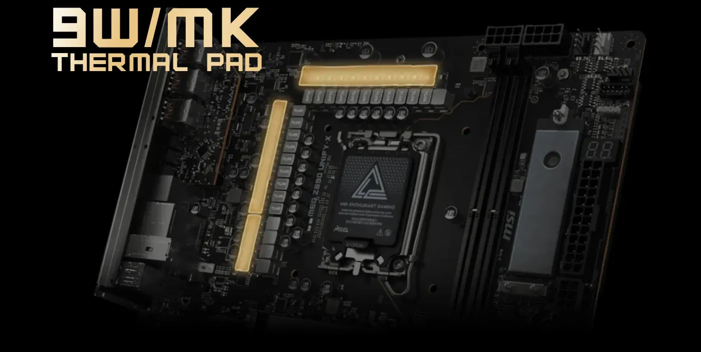 Enhanced thermal design featuring 9W/mK MOSFET pads