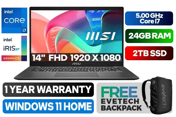 MSI Modern 14 F13MG Intel® Core™i7 Professional Laptop With 24GB RAM & 2TB SSD - image 1 MSI Modern 14 F13MG Intel® Core™i7 Professional Laptop With 24GB RAM & 2TB SSD - image 1