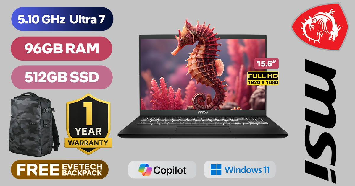 MSI Modern 15 H AI C2HMG | Core Ultra 7 | 96GB/512GB | Power ...