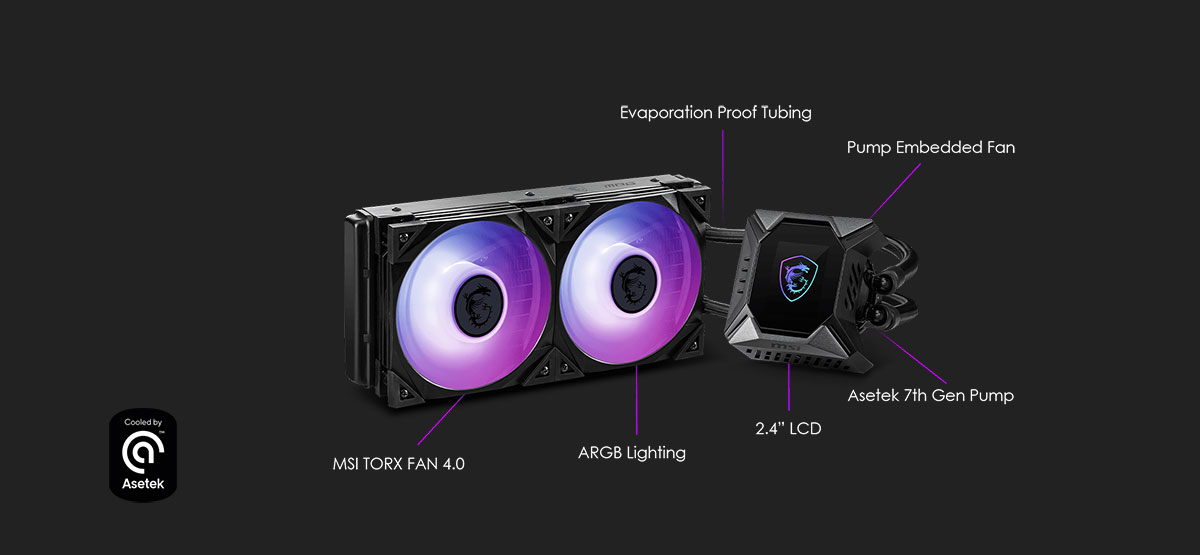 MSI MPG CoreLiquid K240 V2 Liquid Cooler design